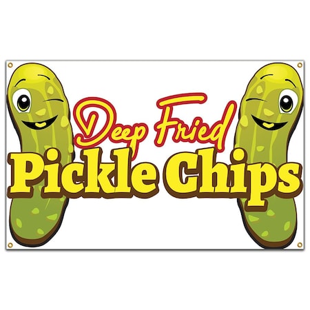 Signmission Pickle Chips 2 Banner Concession Stand Food Truck Single Sided B-96 Pickle Chips 219